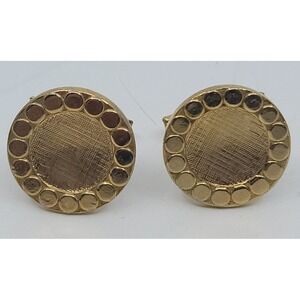 Gold Tone Circle Cufflinks Unmarked Estate Cleanout Jewelry Find